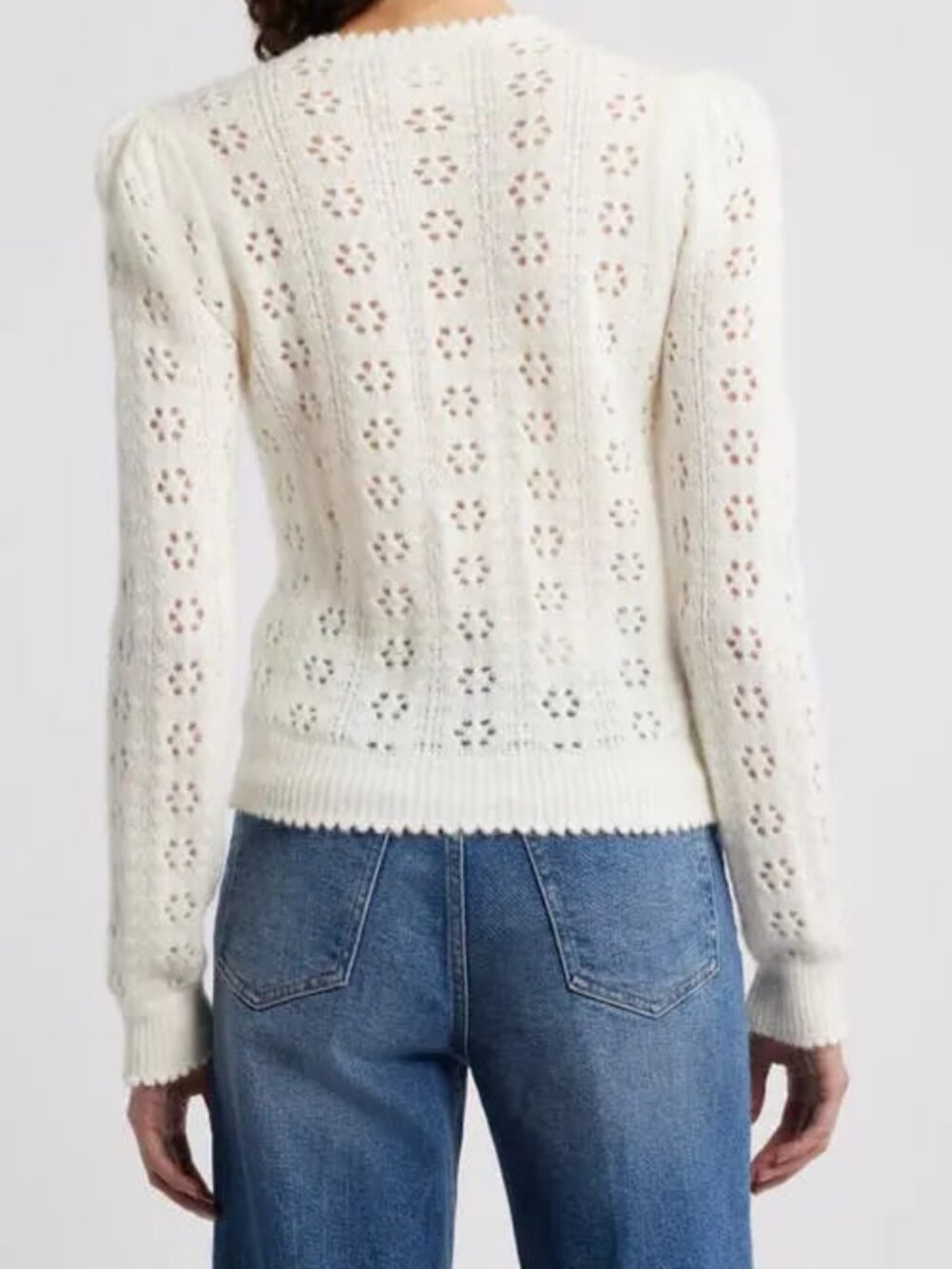 Doen NWOT Emery pointelle cardigan White SAMPLE S - Picture 4 of 14